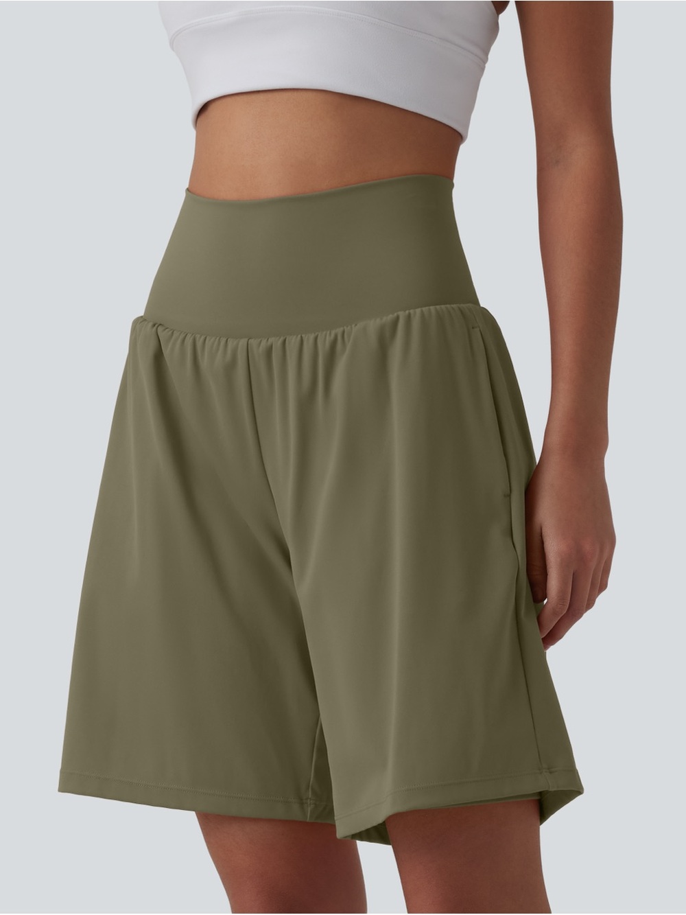 Halara softly zero L culottes high-waisted yoga lounge wear green instawear